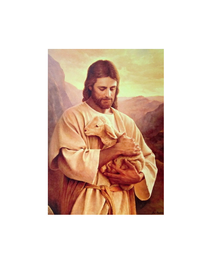 Obraz na dreve: Pán Ježiš s ovečkou (15x10)